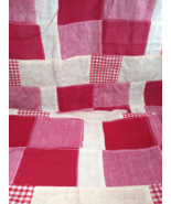 Charming 1950&#39;s Patchwork &amp; Gingham 2pc Red and White 32 x 21  Rod Curta... - £31.93 GBP