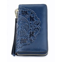 Luxurious 100% Leather Flower Women Wallet  Large Capacity Long Tassel Style Lad - £39.04 GBP