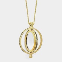 Long Gold Revolving Magnifying Glass Pendant Necklace Chain Statement Jewelry - £26.90 GBP