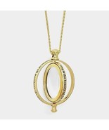 Long Gold Revolving Magnifying Glass Pendant Necklace Chain Statement Je... - £26.67 GBP