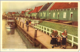 Little Girls In Traditional Dress Marken Holland Postcard - £7.19 GBP