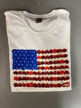 Ladies American Flag with Flowers T-Shirt - £9.47 GBP