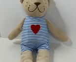Ikea Fabler Bjorn teddy bear blue white stripes red heart plush 9&quot; soft toy - $6.92