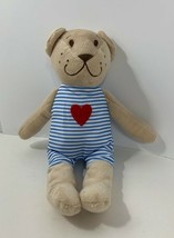 Ikea Fabler Bjorn teddy bear blue white stripes red heart plush 9" soft toy - $6.92