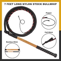 Paracord Stock Whip Australian 7ft nylon Whips with 18 inches wood handle - £33.51 GBP