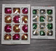 Vtg Marathon Franke Glass Ball Ornaments Lot of 24 Pink Gold Green Silver USA - £24.57 GBP