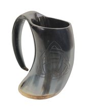 Munetoshi 5 Drinking Mug Tankard Cup Real Cow Horn Bos Taurus Wood with Triquet - £26.45 GBP