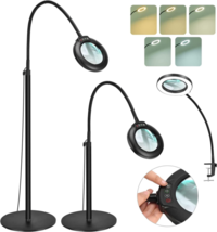 Drdefi 5X Magnifying Floor/Table Clamp Lamp, 24&quot; Flexible Gooseneck Black - £47.58 GBP