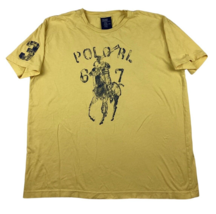 Polo Ralph Lauren T-shirt Mens Medium Yellow Distressed 67 Spellout Shor... - £20.91 GBP