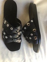 Rag &amp; Bone Hartley eyelet-embellished leather slides BLACK sz 40 new - £148.87 GBP