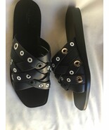 Rag &amp; Bone Hartley eyelet-embellished leather slides BLACK sz 40 new - $121.62 CAD
