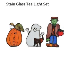 Trick or Treat Tea Light Set of Pumpkin, Ghost, and Frankenstein - £51.75 GBP
