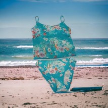 California Waves Tankini Set-Top Sz Med, Bikini Bottom Sz Sm Multicolor Floral - £7.62 GBP