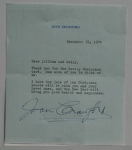 Joan Crawford Signed Letter - Dec. 1974, Mommie Dearest w/coa - £342.49 GBP
