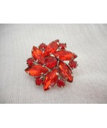 Vintage Estate Costume Brooch Pin Red Silver granny core - $297.41 MXN