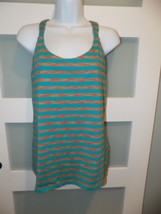 THE NORTH FACE Green/Orange Stripe Racer Back Athletic Tank Top Size XL ... - $18.40