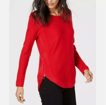 INC Womens Petite XL PXL Real Red Waffle Knit Side Zip Tunic Sweater NWT G61 - £34.52 GBP