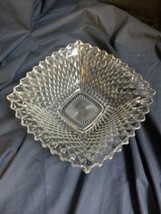 VTG Anchor Hocking Clear Glass Bubble Pattern Square Bowl 8” - $6.80