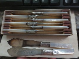 American Cutlery Fruit Knives-Mother of Pearl Handle &amp; Sterling Band Lot... - £29.37 GBP