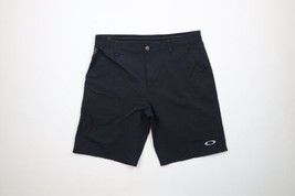 Vintage Oakley Mens Size 34 Distressed O Logo Stretch Shorts Black Polye... - £42.77 GBP
