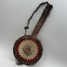 XL Antique Victorian 1890s Tinsel Die Cut Banjo Christmas Ornament 14&quot; Celluloid - £59.04 GBP