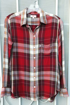 LEVIS ~ Women&#39;s XS Shirt Long Sleeve Plaid Soft 100% Viscose Red ~ SHIPS... - £15.71 GBP