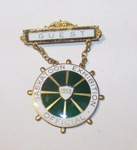 1959 SASKATOON EXHIBITION EXPO GUEST MEDAL BADGE ENAMELED METAL BIRKS - £20.95 GBP