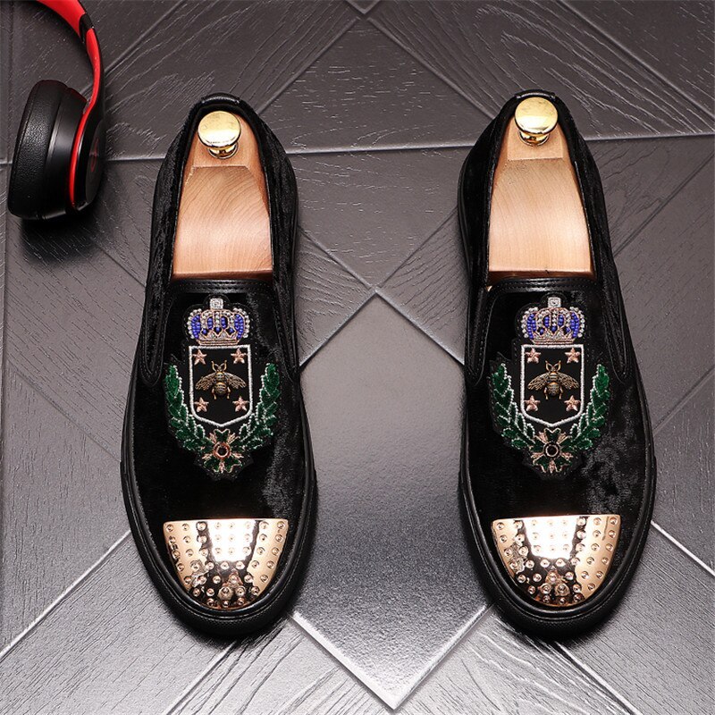 Primary image for  New Arrival Men Fashion Loafers Print Tiger Embroidery Wedding Shoes Moccasins 
