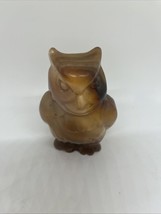 Vintage Imperial Slag Glass Art Glass Sitting Owl Figure signed - $45.46