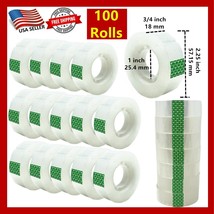 100 Roll Crystal Clear Transparent Tape Dispenser Refills 3/4&quot; x 1000&quot; W... - $39.59