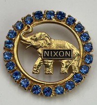 Vintage Nixon Presidential Campaign Rhinestone Elephant Pin Brooch Republican - £22.65 GBP