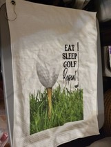 Golf Towel Waffle Weave with Clip Eat Sleep Golf Repeat GREAT FOR FATHER... - $12.99