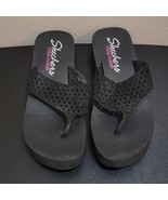 Skechers Yoga Foam Rhinestone Studded Platform Black Flip Flop Sandals W... - $28.04 CAD