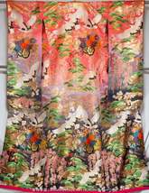 Pink &amp; Black Floral Irouchikake - Vintage Silk Women&#39;s Wedding Kimono - Weeping  - £792.46 GBP