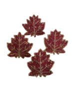 Autumn Beaded Leaf Napkin Rings Set of 4 Thanksgiving Fall Harvest Festival - £28.95 GBP