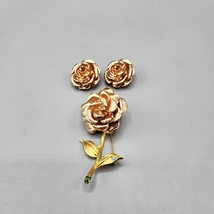 Camrose &amp; Kross JBK Jackie Kennedy Rose Brooch Earring Set Rose Gold Tone - £53.25 GBP