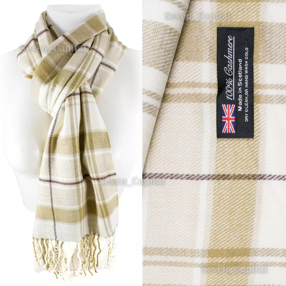 Men&#39;s &amp; Women&#39;s 100% Cashmere Winter Scarf: Scotland-Made Plaid Design (35) - $18.00