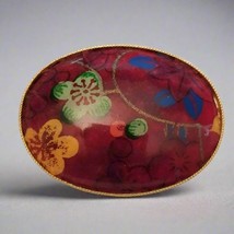 Vintage Red Flower Motif Brooch - $164.19 MXN