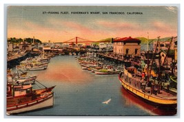 Fisherman&#39;s Wharf Fishing Fleet San Francisco CA UNP Linen Postcard H23 - £2.60 GBP