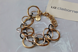Liz Claiborne Silver  Gold & Metallic Metal Link Bracelet   NEW - $15.12