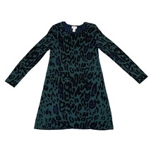 Carmen Marc Valvo Long Sleeve Animal Print Sweater Dress Green Blue - Si... - $36.77