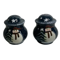 Christmas Holiday Snowman Salt and Pepper Shakers Cobalt Blue Multicolor... - £6.66 GBP