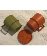 3 pc. Vintage Tupperware 2 Coffee Cups Mugs + 1 Coaster Harvest Org Grn ... - $335.28 MXN