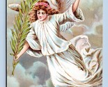 Angel Flying Among Clouds Easter Greetings Embossed DB Postcard K14 - $8.86