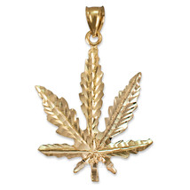 10K Yellow Gold Marijuana Weed DC Pendant - $203.99