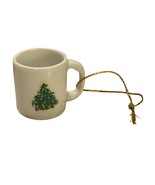 Miniature White Christmas Tree Ornament Mug &quot;Happy Holidays Pat&quot; Design ... - $8.56