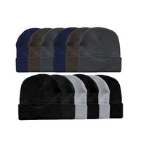 Knit Cap Ski Skull Cuff Winter Warm Stretch Solid Color Beanie Hats 12 Pack - £28.49 GBP