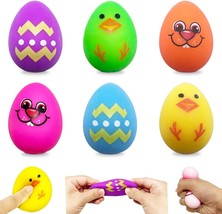 6 Pack Printed Stress Balls Easter Eggs Squishy Stress Relief Toys for Kids Boys - £19.94 GBP