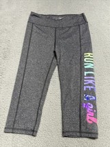 Ideology Crop Leggings Women Run Like A Girl Colorful Capri Yoga Pants Gray XL - £15.76 GBP