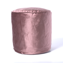 Blush Pink Velvet Cylinder Pouf Ottoman Floor Cushion 16&quot; - $1,462.06 MXN